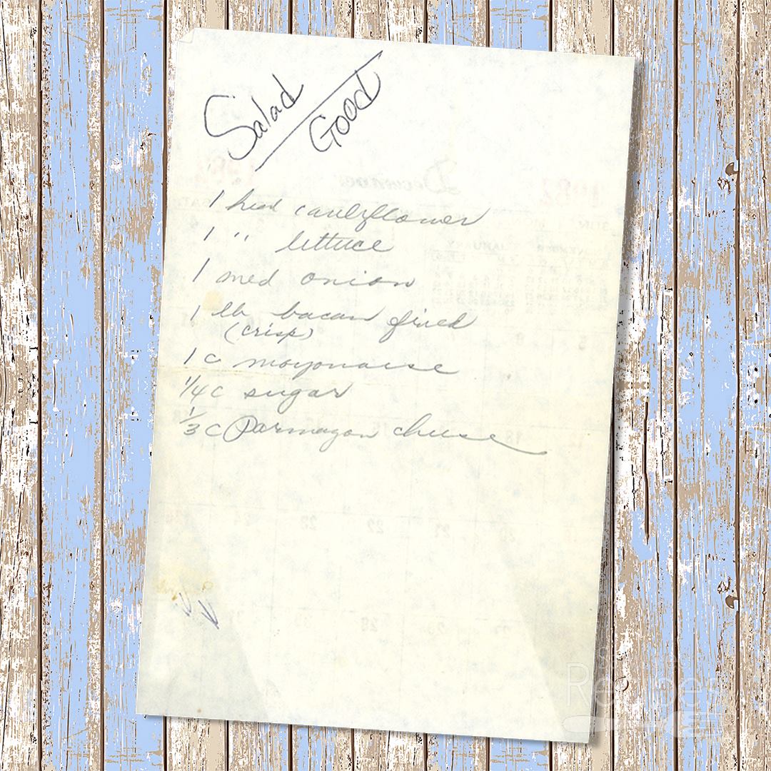 Handwritten recipe for "Good Salad"