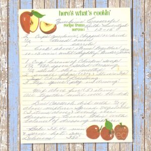Recipe card for Zucchini Casserole from Ruth Swentzel