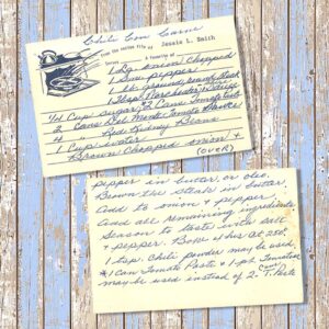 Handwritten recipe card for Chili Con Carne