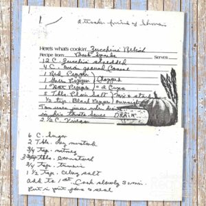 Handwritten recipe Zucchini Relish from Barb Sparks