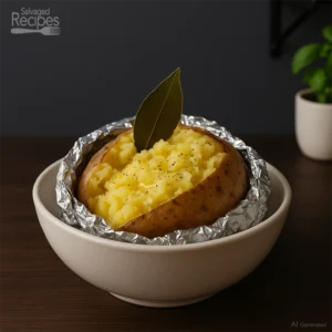 Baked potato with bay leaf