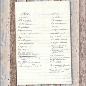 Handwritten recipe for 2 Chutney Recipes