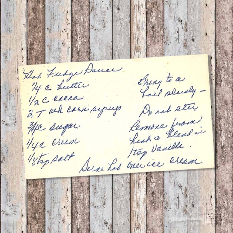 Handwritten recipe card for Hot Fudge Sauce