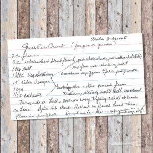Handwritten recipe card for Quick Pie Crust