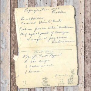 Handwritten recipe for Refrigerator Beet Pickles