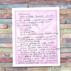 Handwritten recipe for Ham and Potato Casserole