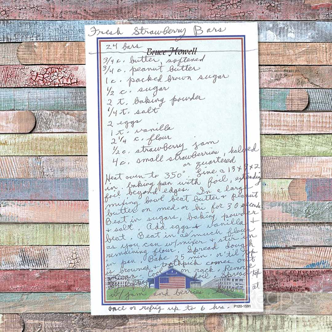 Handwritten recipe for Fresh Strawberry Bars