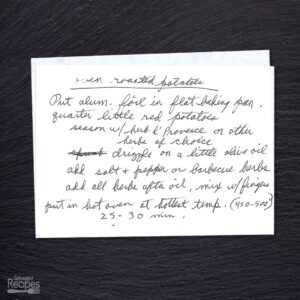 Handwritten recipe for Oven Roasted Potatoes