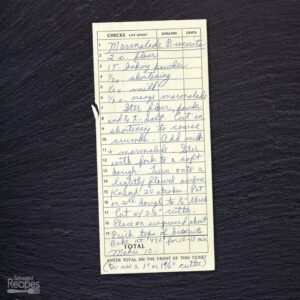 Handwritten recipe for Marmalade Biscuits