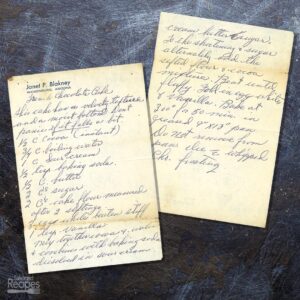 Handwritten recipe for French Chocolate Cake