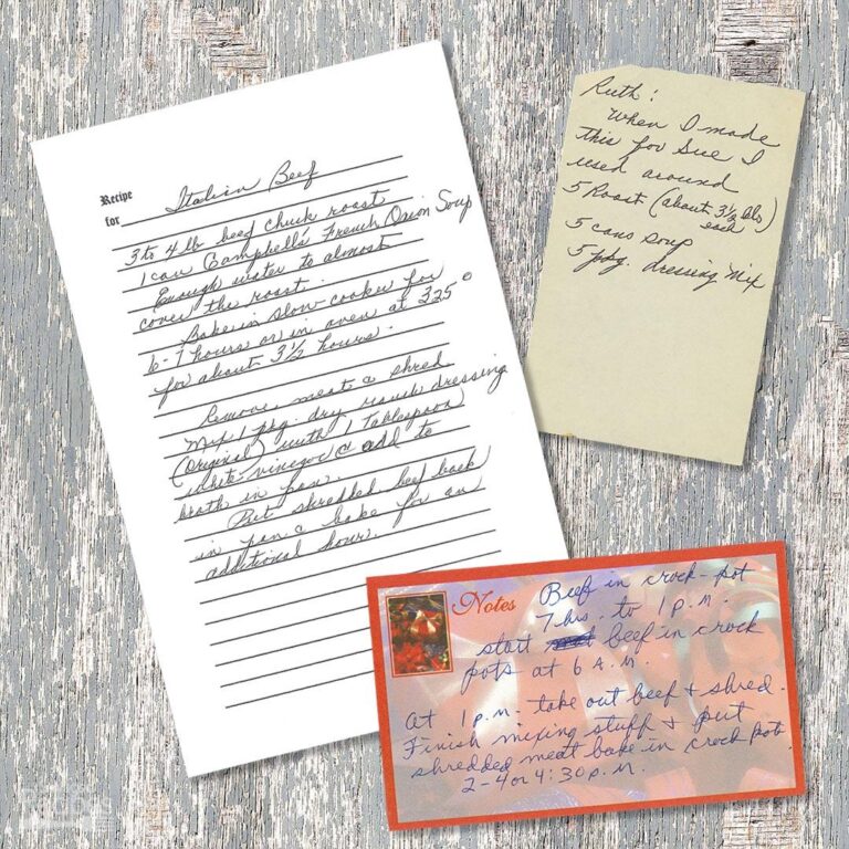 Handwritten recipe for Italian Beef