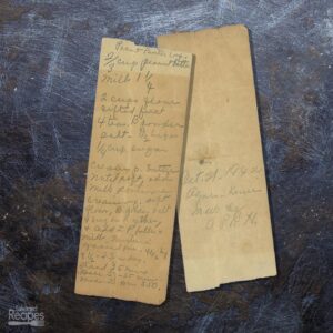 Handwritten recipe for Peanut Butter Bars from Agnes Horne