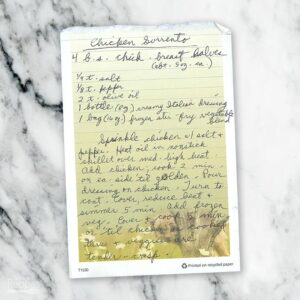 Handwritten recipe for Chicken Sorrento