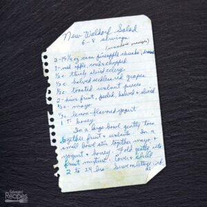 Handwritten recipe for New Waldorf Salad