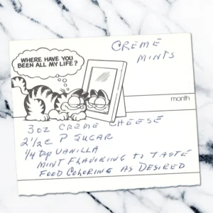 Handwritten recipe for Creme MInts