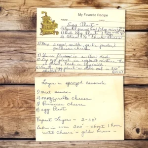 Handwritten recipe card for Eggplant Casserole