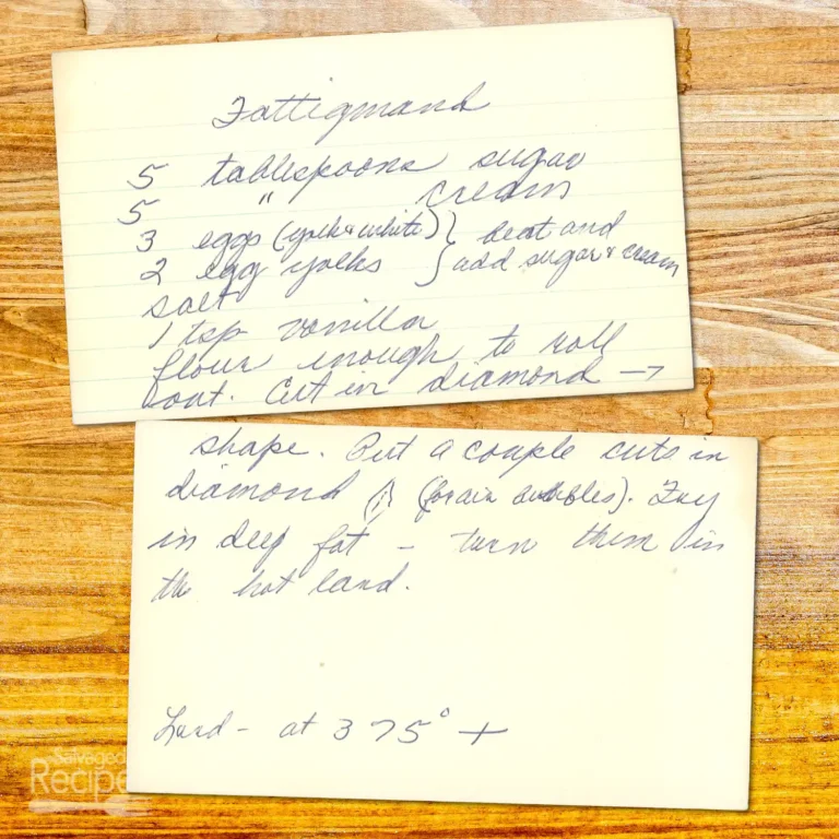 Handwritten recipe card for Fattigmand