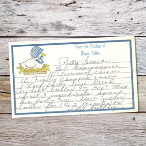 Handwritten Recipe Card for Party Snacks