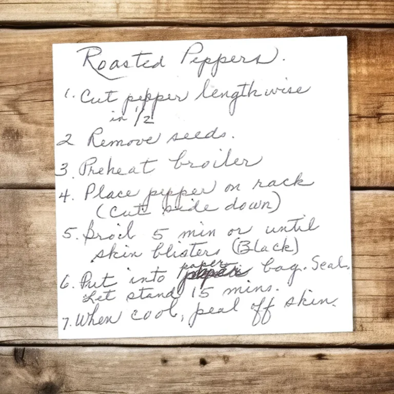 Handwritten recipe for Roasted Peppers