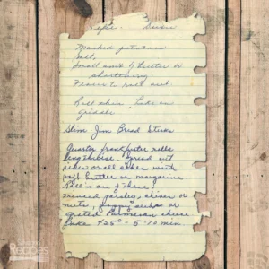Handwritten recipe for Slim-Jim Breadsticks
