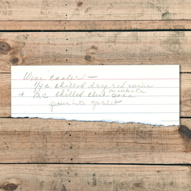Handwritten recipe for Wine Cooler