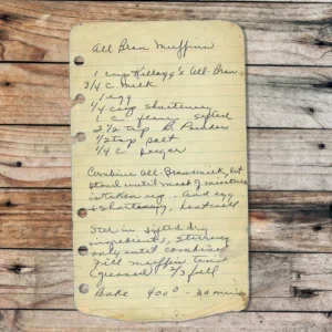 Handwritten recipe for All Bran Muffins