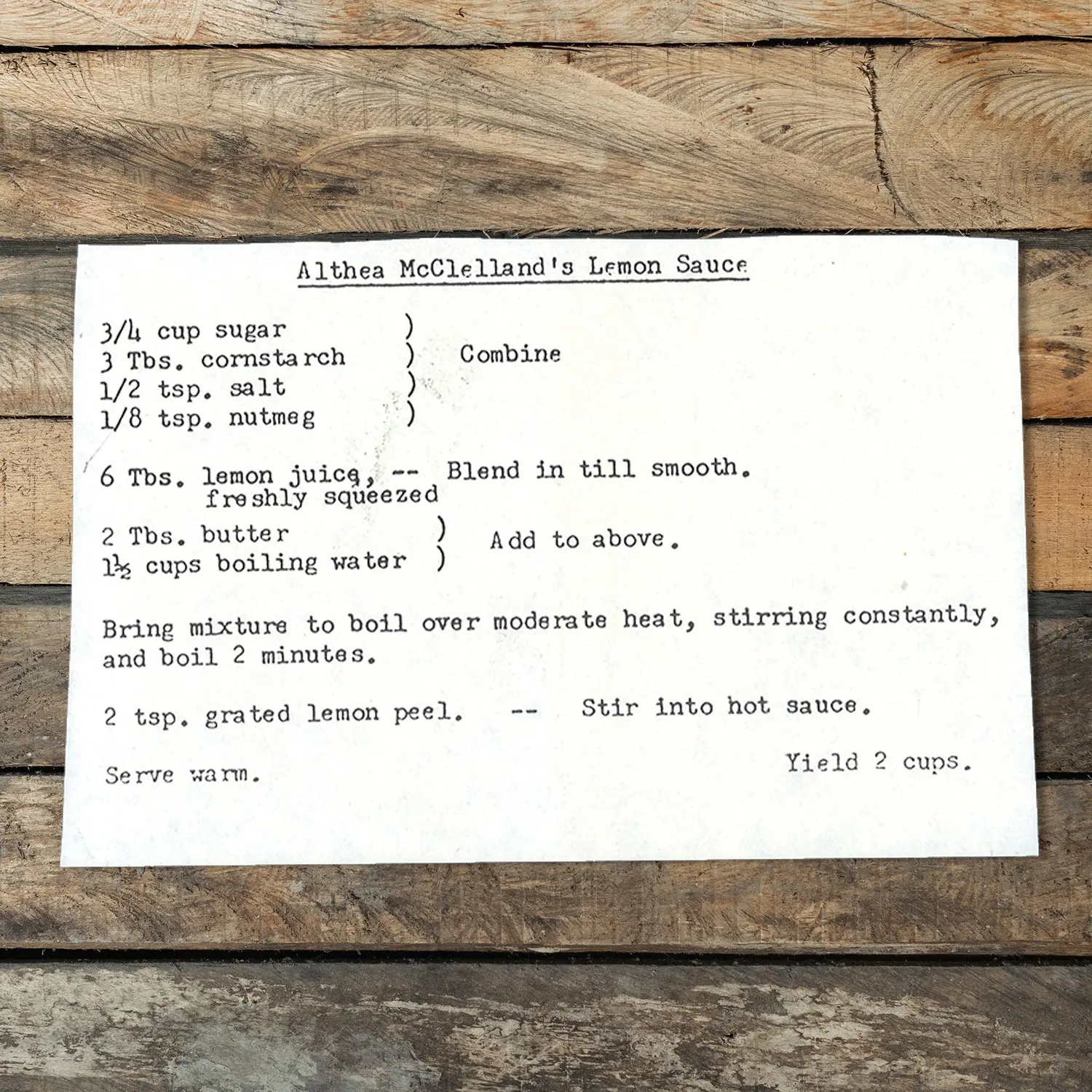 Althea McClelland's Lemon Sauce