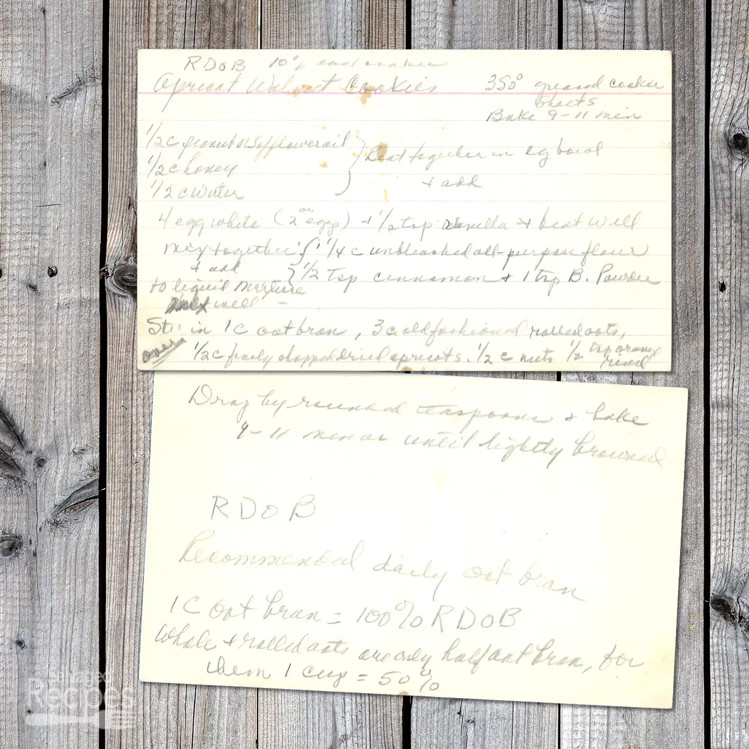 Handwritten recipe card for Apricot Walnut Cookies