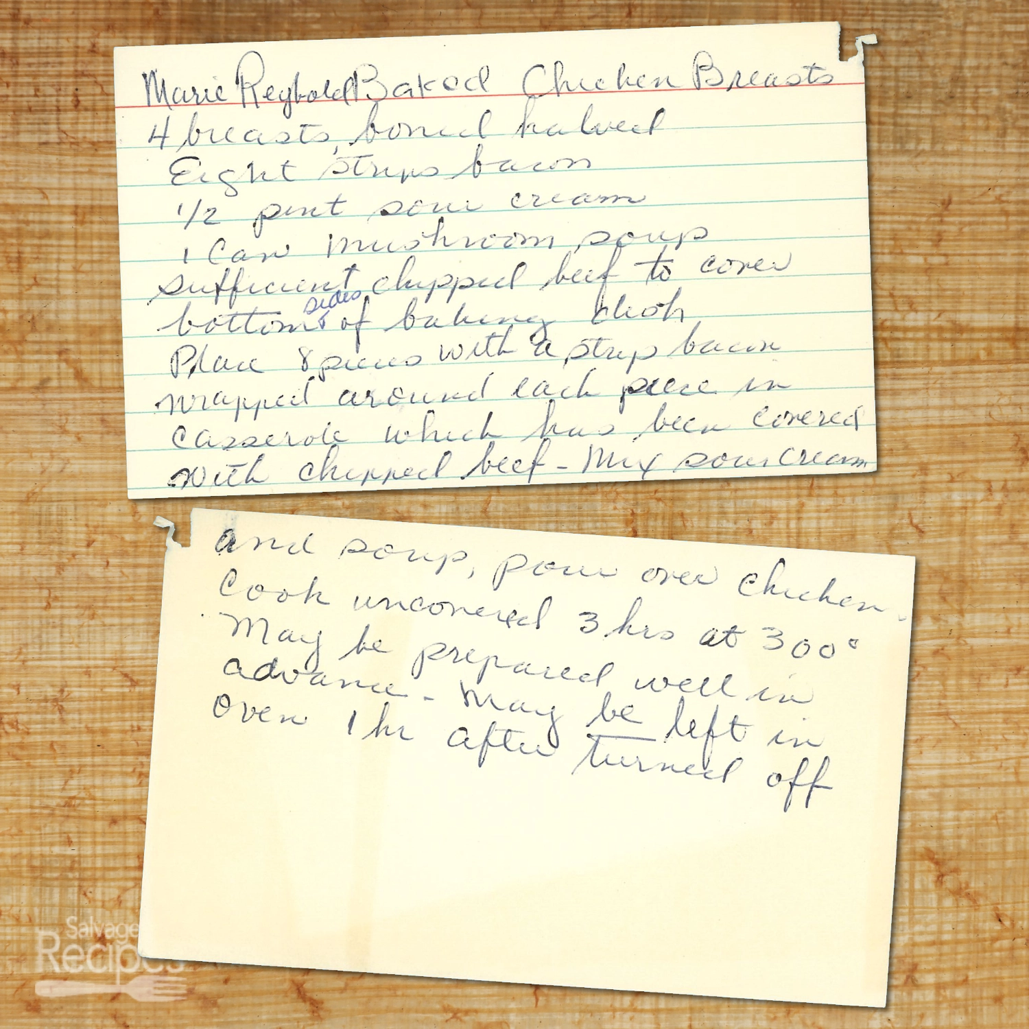 Baked Chicken Breast with Bacon and Chipped Beef from Mrs. Reybold