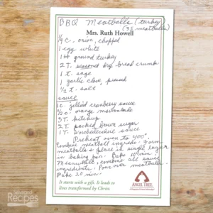 Handwritten recipe for Barbecue Turkey Meatballs