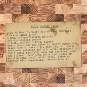 Typed recipe card for Black Cherry Salad