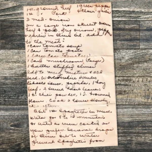 Handwritten recipe for A Bolognese Variation