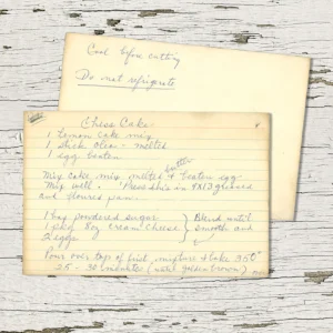 Handwritten recipe card for Chess Cake