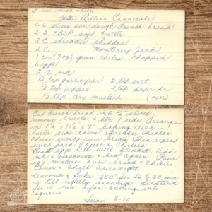 Handwritten recipe card Chili Relleno Casserole