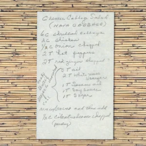Handwritten recipe for Chinese Cabbage Salad