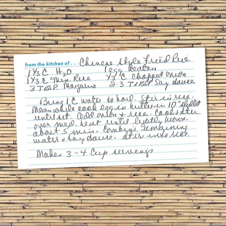 Handwritten recipe for Chinese Style Fried Rice