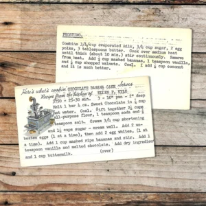 Typed recipe card for Chocolate Banana Cake from Ellen P. Kyle