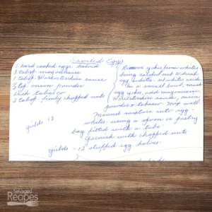Handwritten recipe for Deviled Eggs