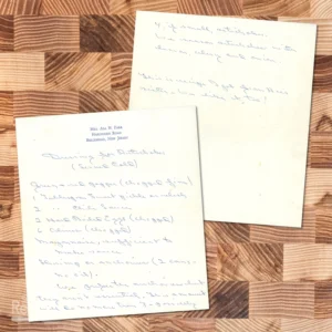 Handwritten recipe for Dressing for Artichokes from Ace's Sister