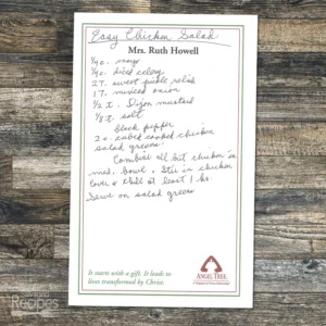 Handwritten recipe for Easy Chicken Salad