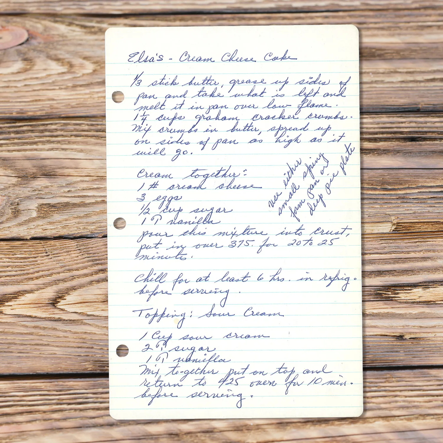 Elsa’s Cream Cheese Cake with Sour Cream Topping