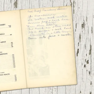 Handwritten recipe for Foolproof Cranberry Sauce