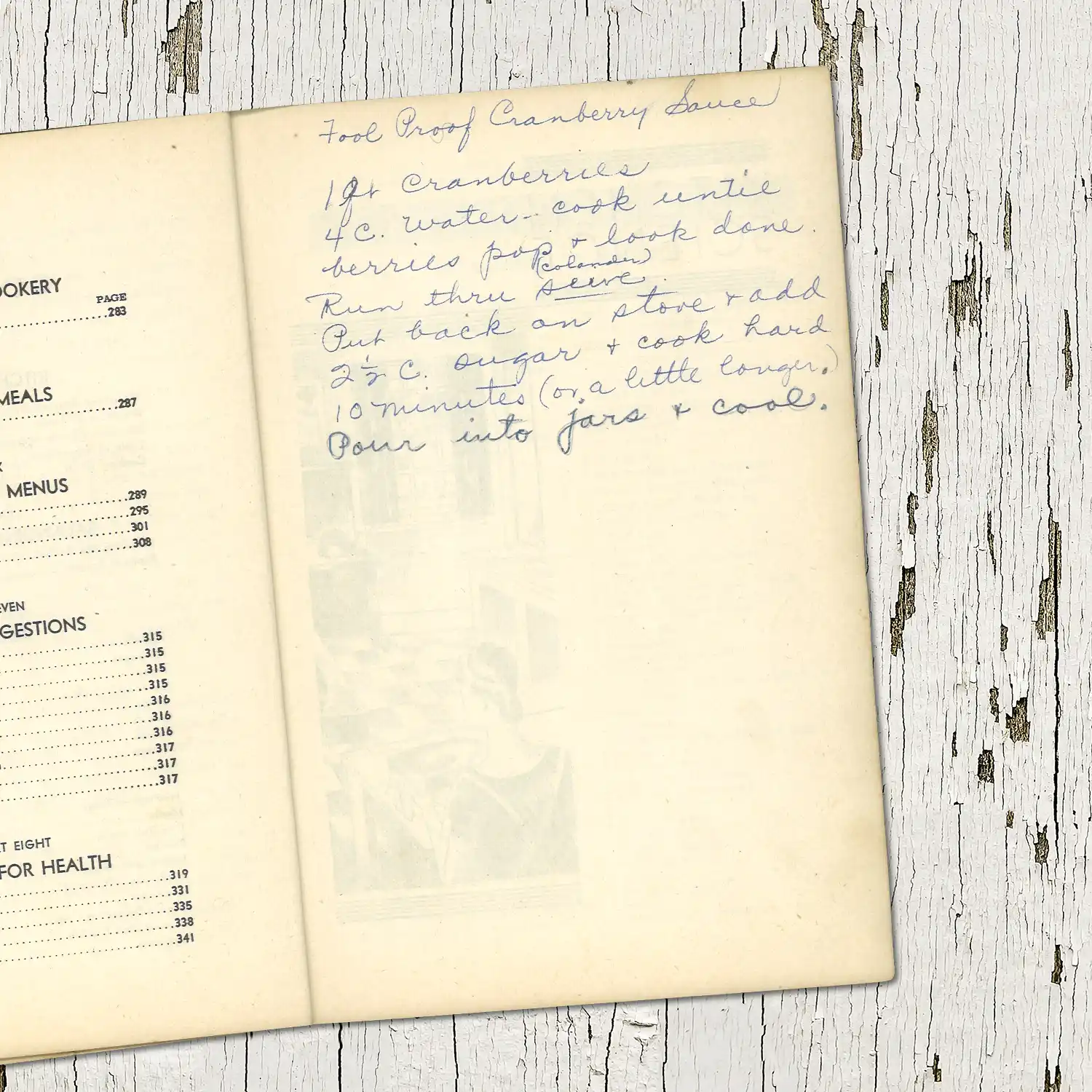 Handwritten recipe for Foolproof Cranberry Sauce