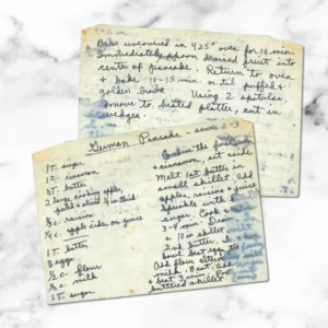 Handwritten recipe for German Pancake