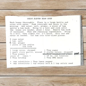 Typed recipe for Great Eleven Bean Soup