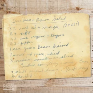 Handwritten recipe for Green Bean and Onion Salad