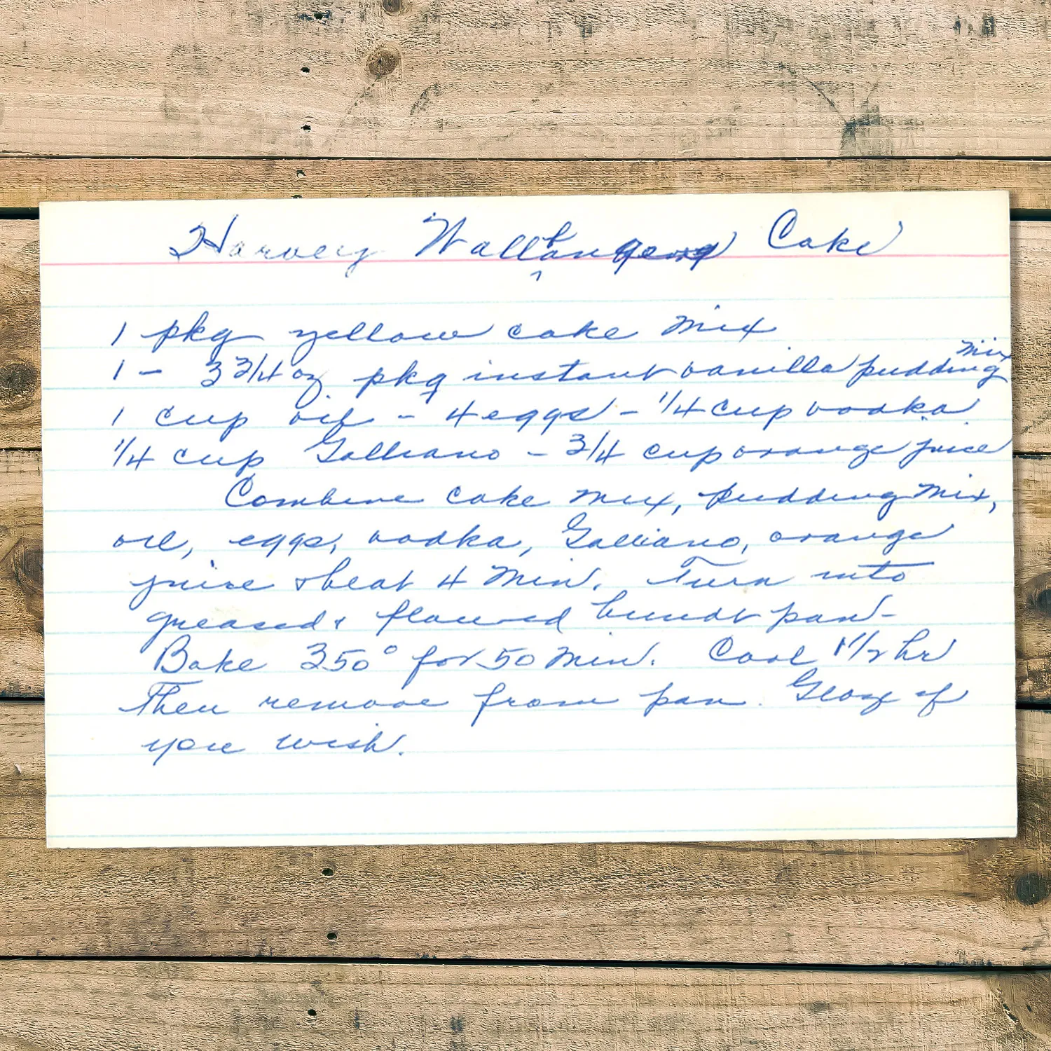 Harvey Wallbanger Cake with Orange, Vodka & Galliano