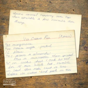 Handwritten recipe card for Ice Cream Pie