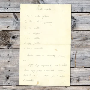 Handwritten recipe for Iced Cookies