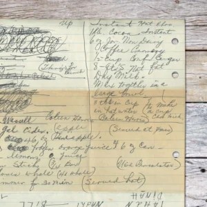 Handwritten recipe for Instant Hot Chocolate